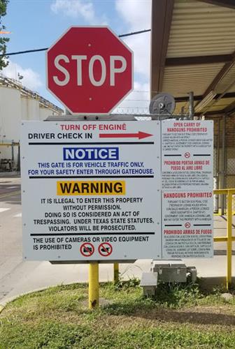 Plant entry sign Plant entry sign