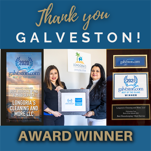 Best Housekeeping / Maid Service award winner in Galveston, Tx for two consecutive years!