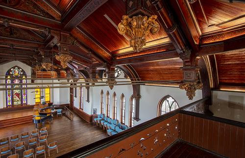 Interior of upstairs Eaton Memorial Chapel, renovated in 2017-2019, Trinity Episcopal Church