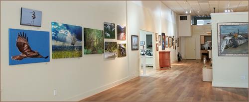 Inside Galveston Art League Gallery from front of 2119 Postoffice.