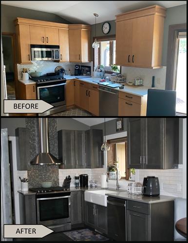 Before and after kitchen renovation.