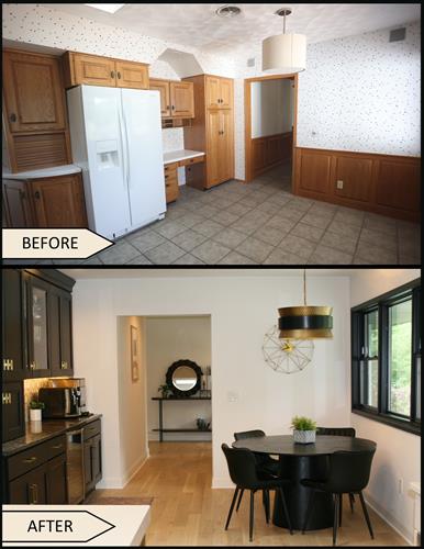 Before and after kitchen renovation.