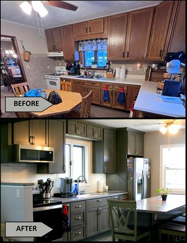 Before and after kitchen renovation.