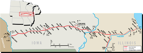 Iowa Interstate Railroad map
