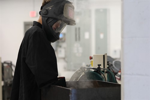 Student workin North Scott's Welding Trades Program
