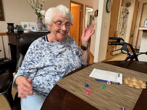 At Caring Companion, clients like playing games! Yahtzee anyone? 