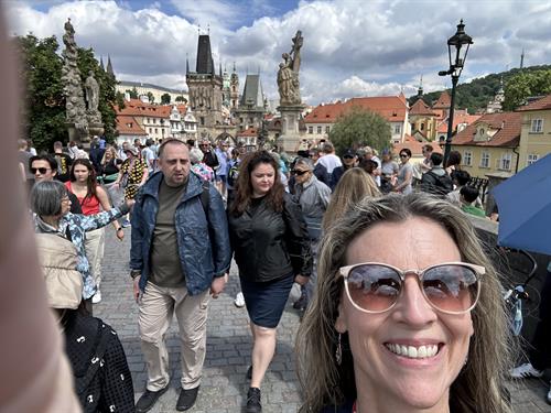 Walking the Charles Bridge in Prague Czechia Walking the Charles Bridge in Prague Czechia