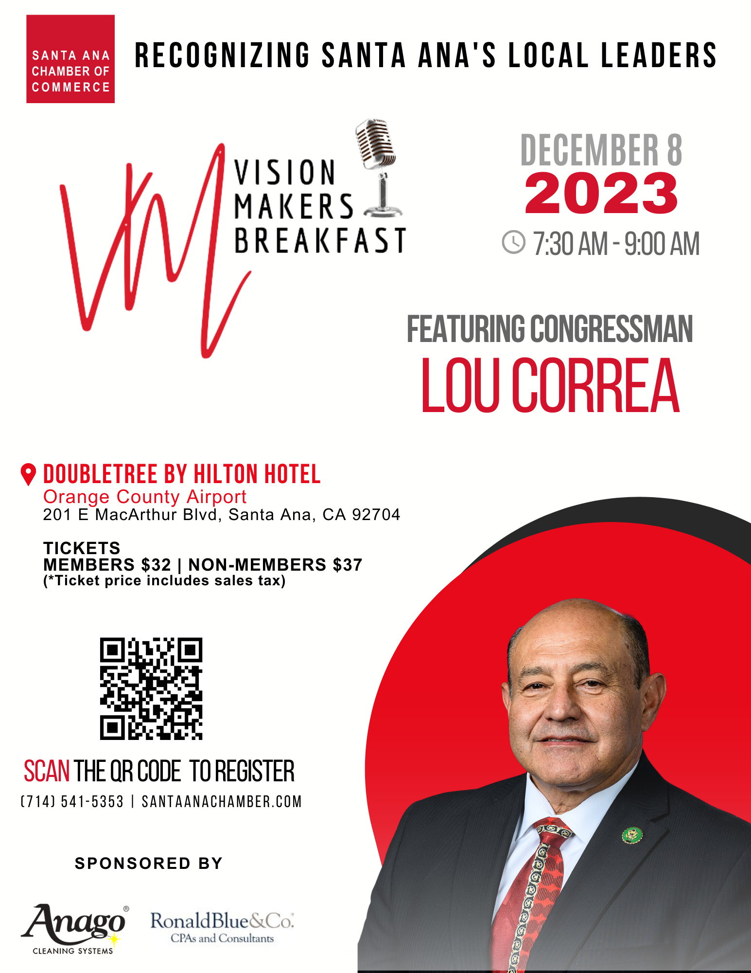 Meet Congressman Lou Correa at December's Vision Makers Breakfast