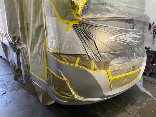 RV Collision Body and Paint Repair - Fire Damage Repair in Progress