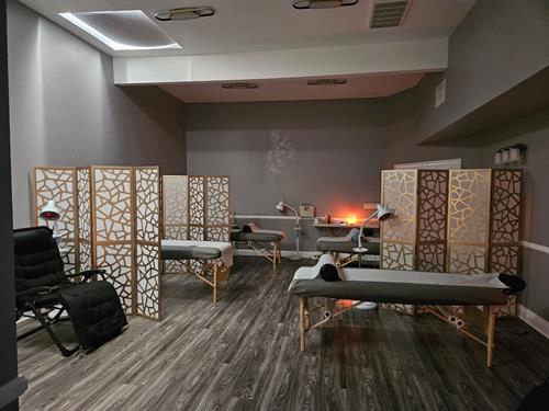 Chairs and tables are available for all patients