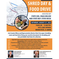 Sen. Wilcox & Rep. Reick: Shred Day & Food Drive