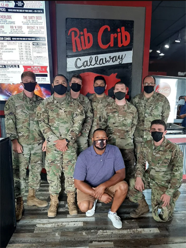 One of the Owners Lewis King, taking care of our soldiers at lunch 