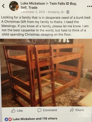 Where SHP first started. A free bed given away on Facebook.