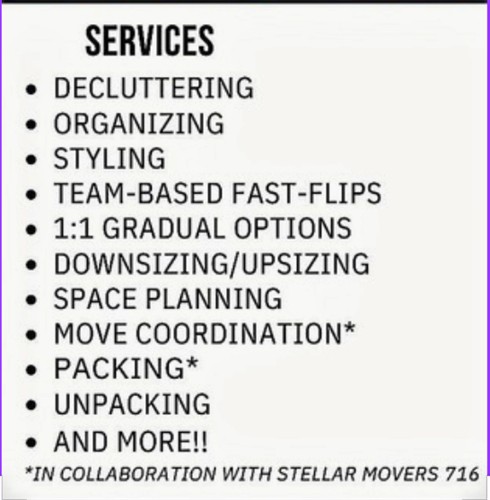 We provide an array of home organizing and/or move-related services that usually require multiple calls