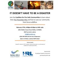 IT DOESN'T HAVE TO BE A DISASTER - Coalition for Fire Safe Communities @ HRL