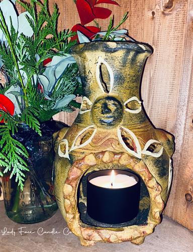 Bring a touch of Rustic Warmth to any room, patio or garden with this handmade, hand painted clay chimney candle holder.  This Super Kool Chimney comes with an 8oz candle