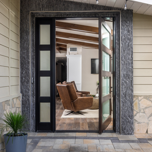 Make your entry door unique with large, easy to use, Pivot Doors.