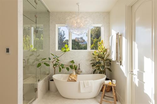 Primary bathroom in a Brentwood residential renovation.