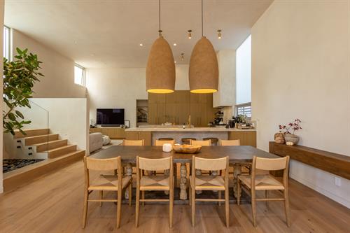 Warm, open-plan interior in a Marina del Rey residence.