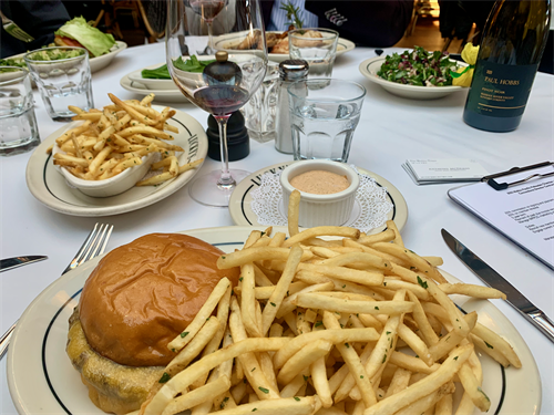 Burger with Pomme Frites & Vin Rouge