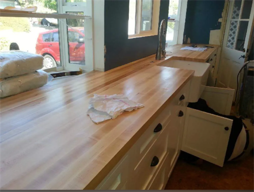 EDGE GRAIN in Hard Maple with Food Safe Oil  Westcoast Butcher Block 26" x 144" x 1-3/4" (Private Home in Studio City, CA)