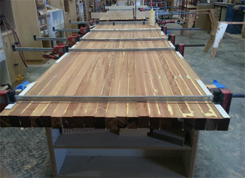 EDGE GRAIN in JATOBA  Westcoast Butcher Block 132" x 50" x 2" (Our Manufacturing in La Mirada, CA)