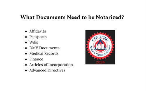 A few types of forms that may need notarizations. 
