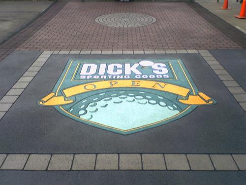 Dicks Sporting Goods Open Entrance to tournament asphalt imprinting