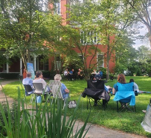 BPO Brass play an outdoor chamber music concert at NoMa Community Center