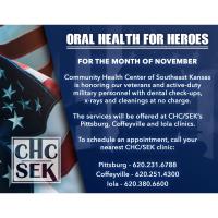 FREE ORAL HEALTH SERVICES FOR VETERANS FOR THE MONTH OF NOVEMBER