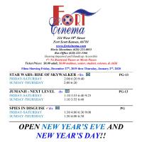Fort Scott Cinema Showtimes Dec. 27th through Jan. 2nd 2020!