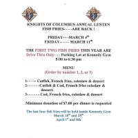 Lenten Fish Fry hosted by Knights of Columbus