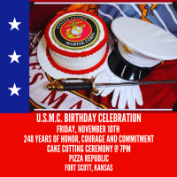 US Marine Core Birthday Celebration at Pizza Republic
