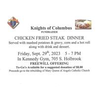 Chicken Fried Steak Dinner by Knights of Columbus