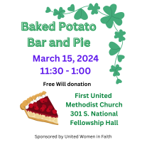 Baked Potato Bar and Pie sponsored by United Women in Faith