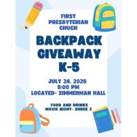 2nd Annual Backpack Giveaway hosted by First Presbyterian Church