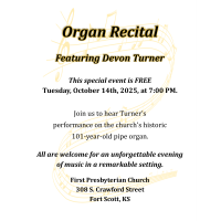 Devon Turner Organ Recital at First Presbyterian Church