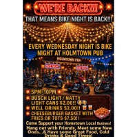 Bike Night each Wednesday - Holmtown Pub