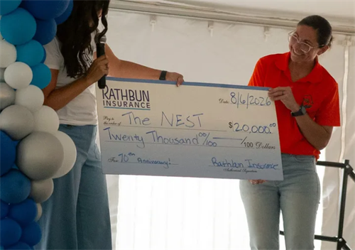 Celebrating 70 Years by Being There Matters Most: Rathbun Insurance Donates $20,000 to The Nest
