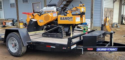 SG40 Bandit Stump Grinder with Revelation Wheel on 12' Tilt bed trailer