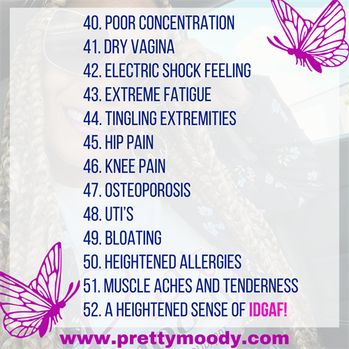 Lists of Menopause Symptoms