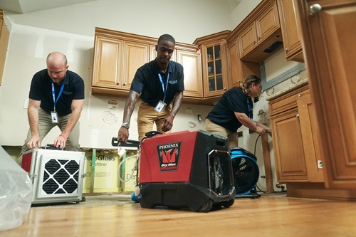 Some of our experienced, IICRC-certified team setting up