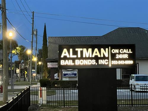 Altman Bail Bonds, Inc. sign on Main Street in Tavares.