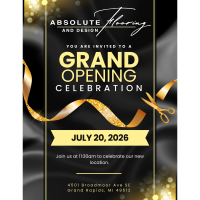 Rescheduled for 7/20/2026- Absolute Flooring and Design New Location Grand Re-Opening & Ribbon Cutting 7/20/2026