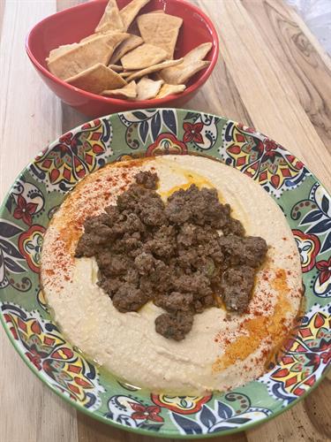Kazba hummus with kofta ground beef