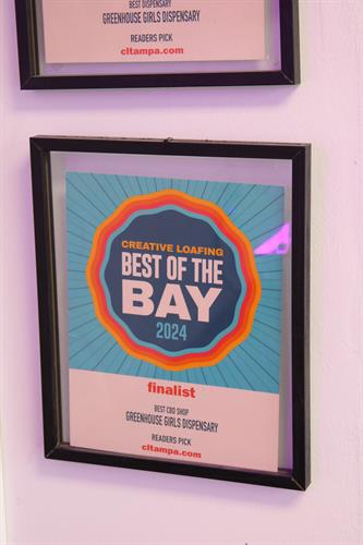 Best of the Bay – Best CBD Shop Award – Another win! We’re proud to be recognized as the Best CBD Shop. Stop by and see why our products stand out!