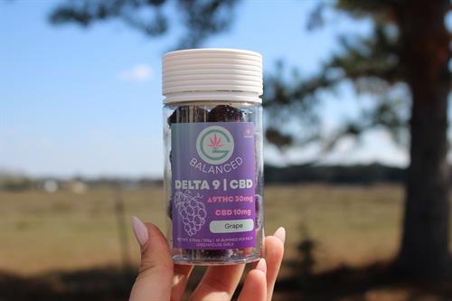 Grape D9 + CBD Gummies – A perfect blend of Delta-9 and CBD for a balanced, enjoyable experience. Vegan, all-natural, and packed with juicy grape flavor!