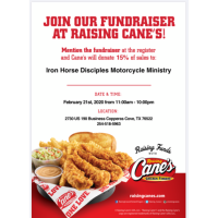 Raising Cane's Iron Horse Diciples Motorcycle Ministry Fundraiser