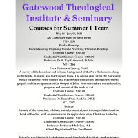 Gatewood Theological Institute & Seminary Summer 1 Courses