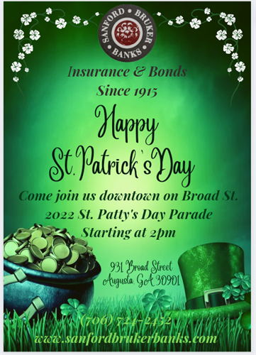 Happy St. Patrick's Day from Sanford, Bruker and Banks Insurance & Bonds!